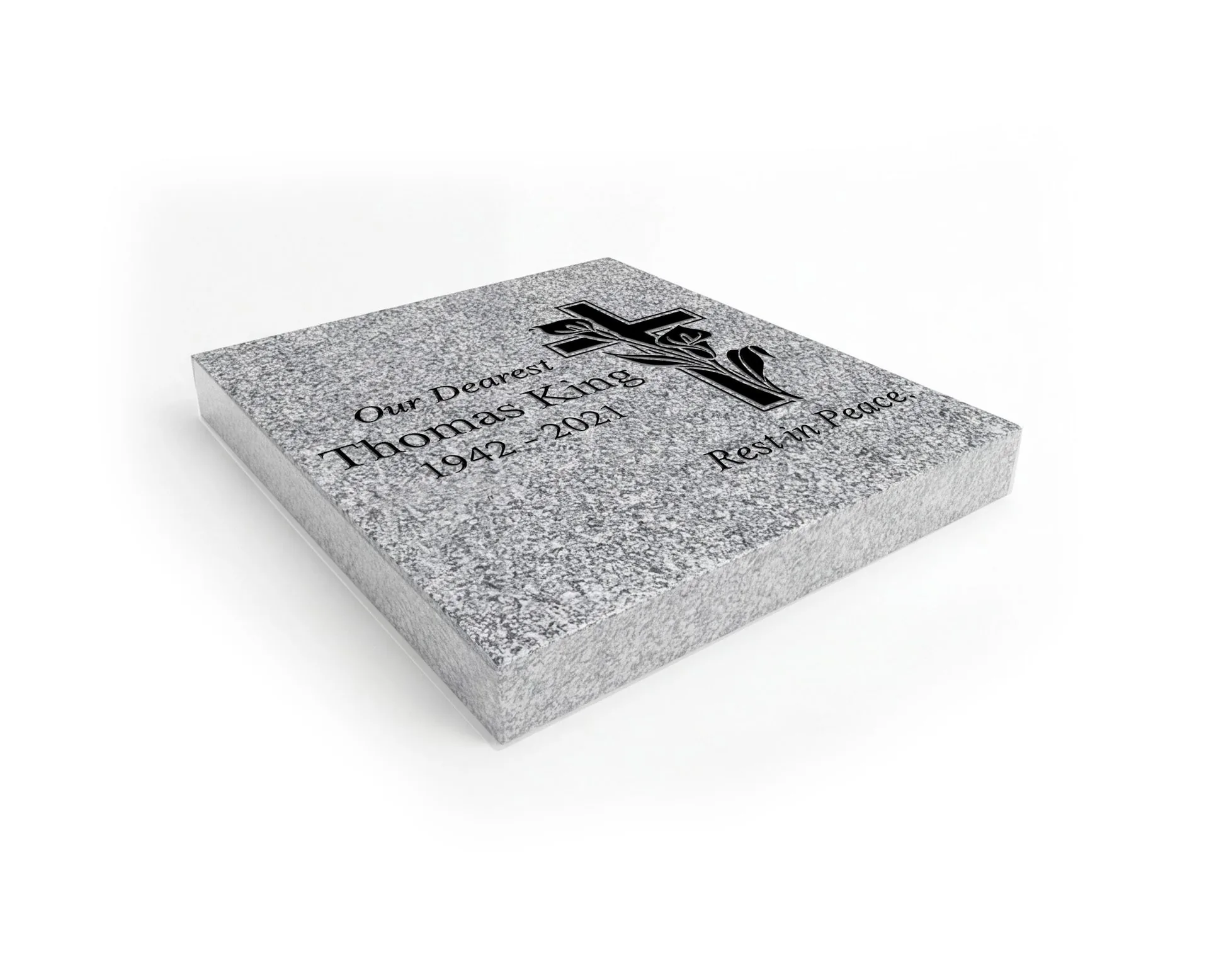 Show photo 2 of 3: Cross Flat Granite Marker