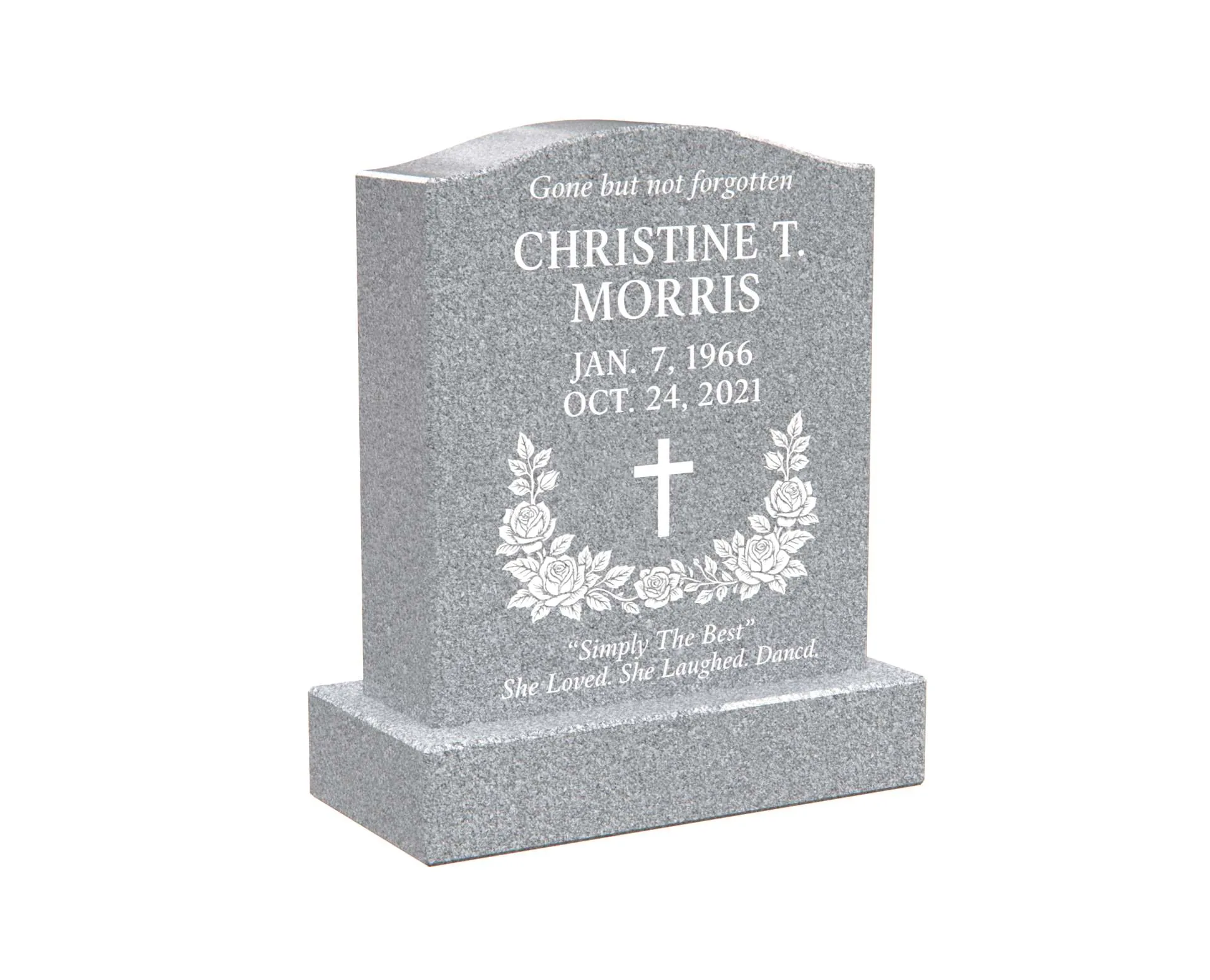 Show photo 2 of 4: Affordable Upright Granite Headstone with Cross and Rose Wreath