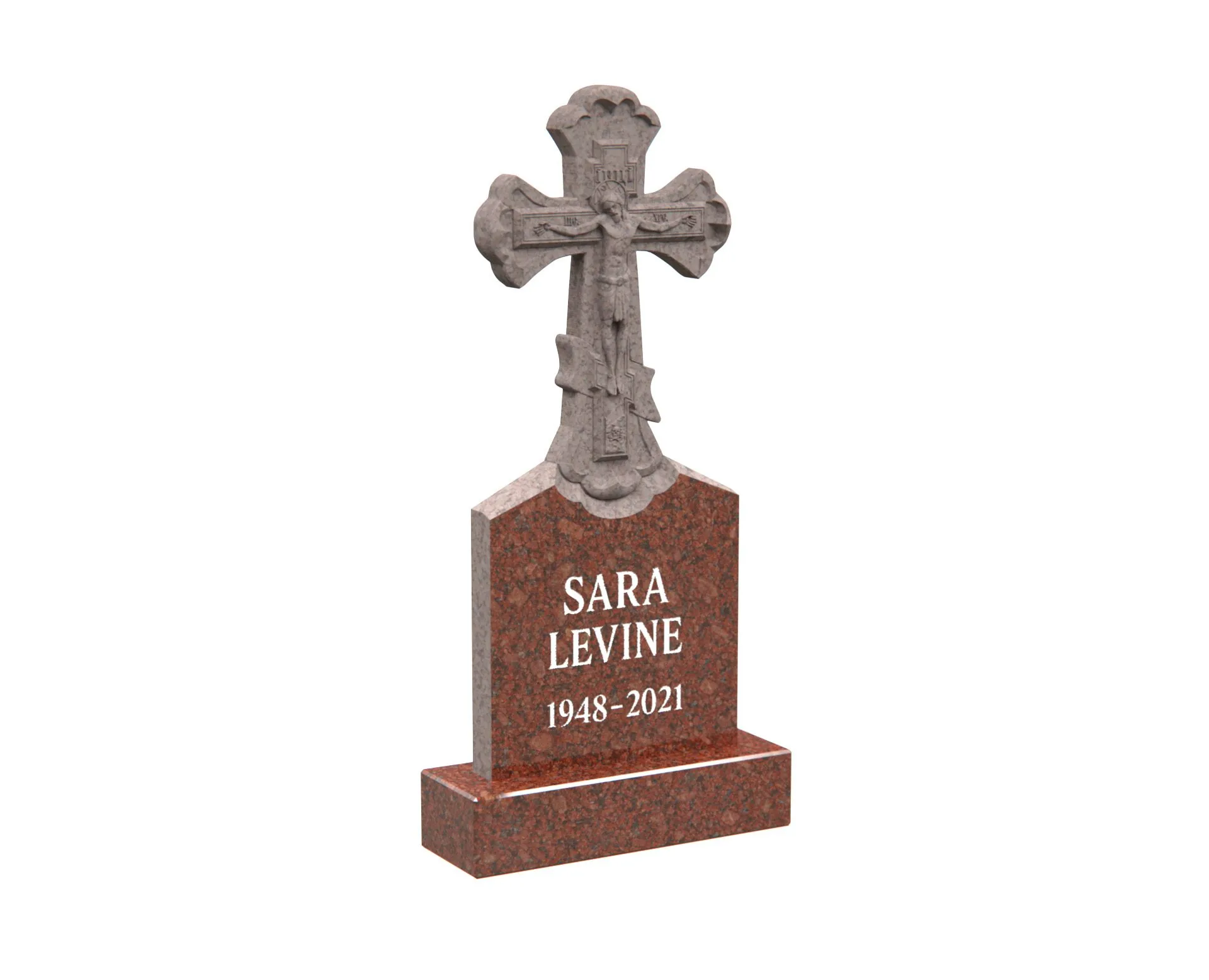 Show photo 3 of 4: Orthodox Gravestone with Carved Crucifix Cross