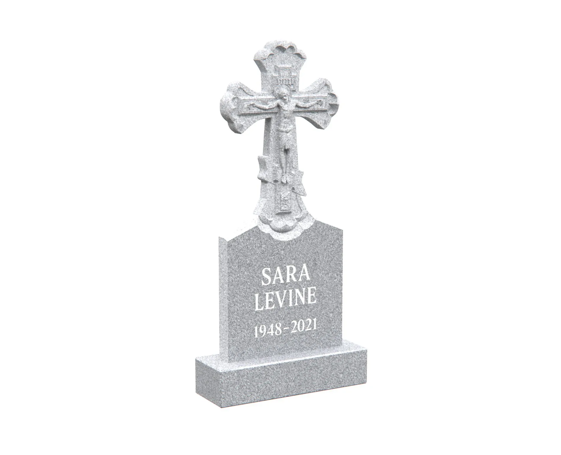 Show photo 2 of 4: Orthodox Gravestone with Carved Crucifix Cross