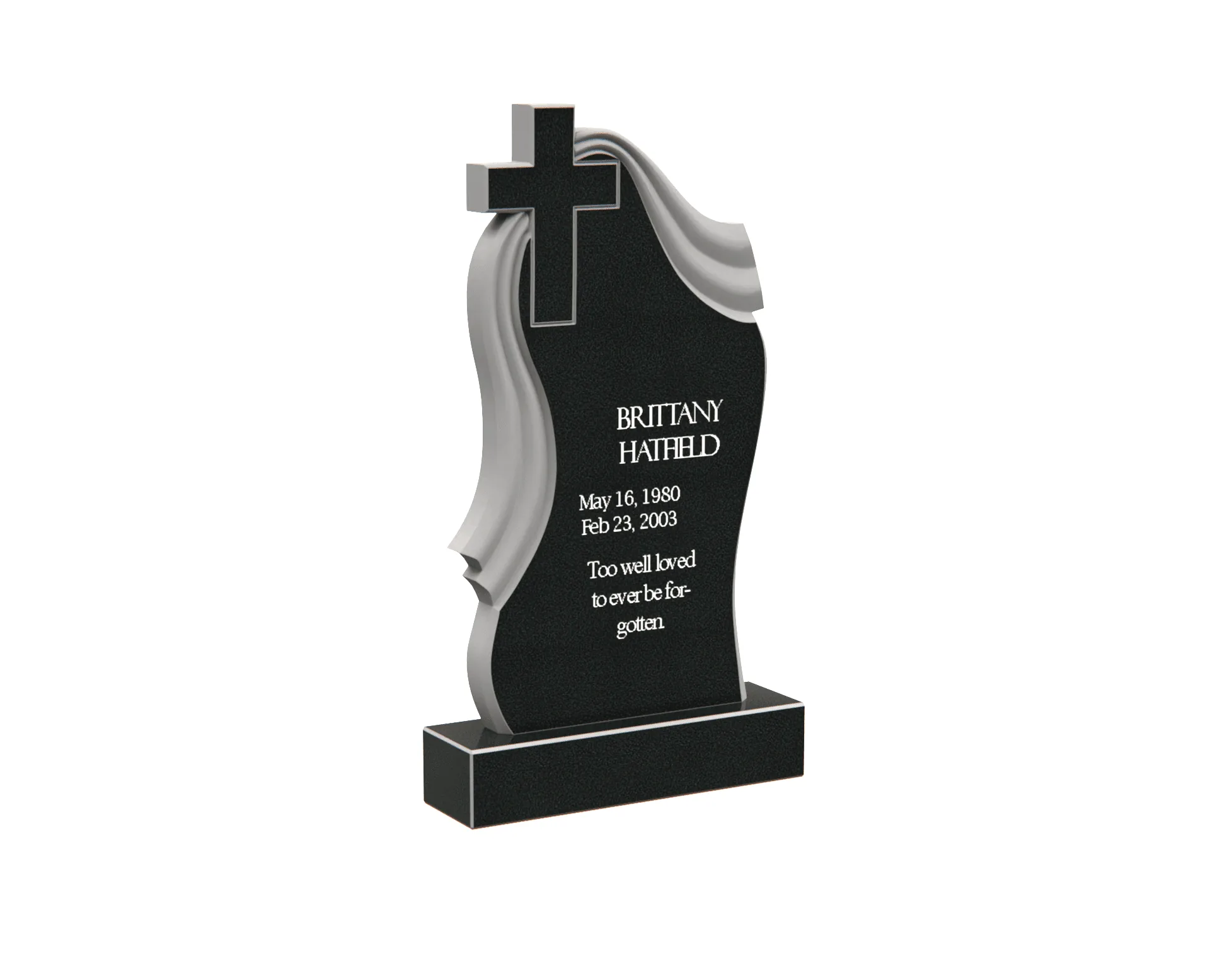 Artistic Monument with Draped Design and Cross Accent