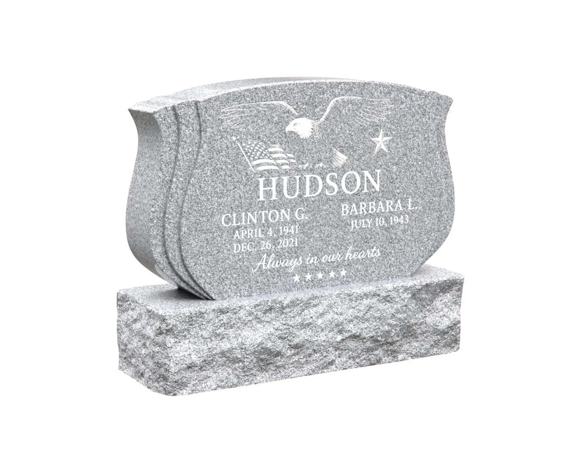 Show photo 2 of 4: Patriotic Companion Headstone with Eagle and Flag Design