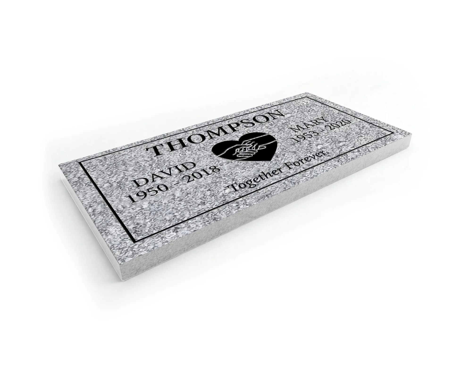 Show photo 2 of 3: Heart Emblem Flat Granite Marker