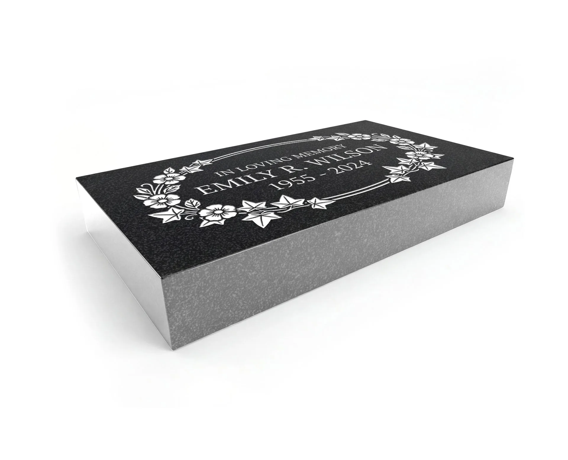 Floral Flat Granite Marker