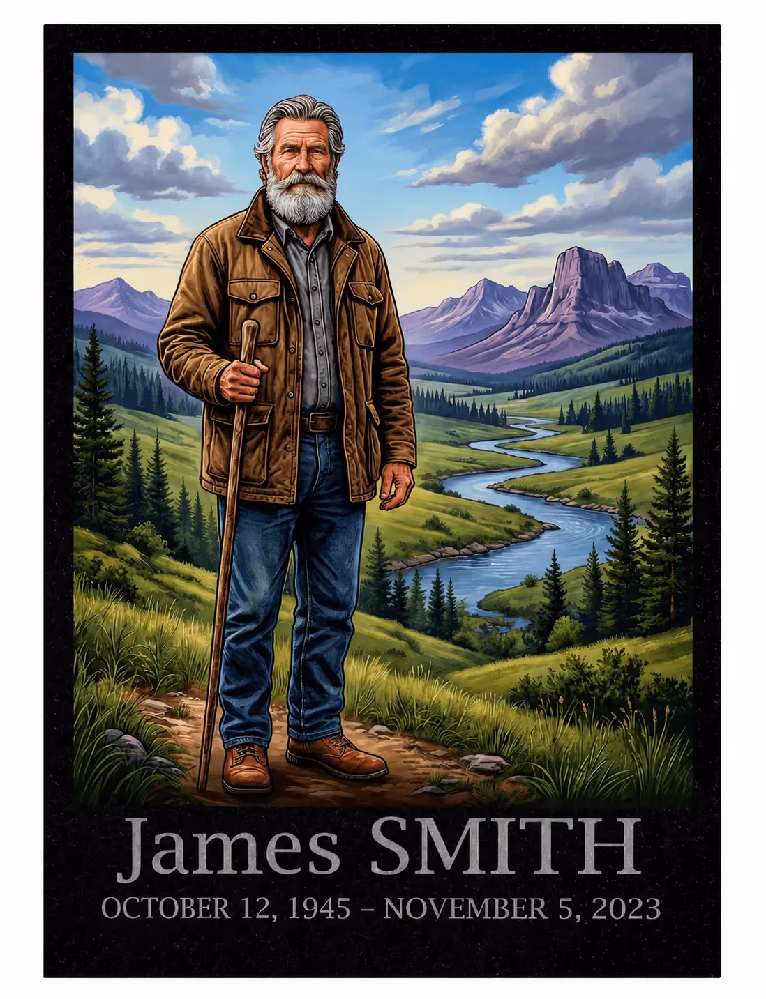 Full-color portrait engraving