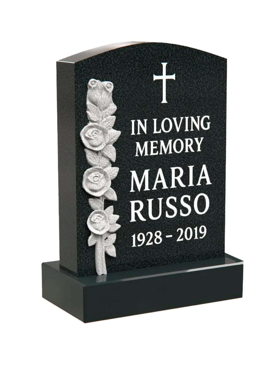 Upright Granite Memorial with Carved Roses