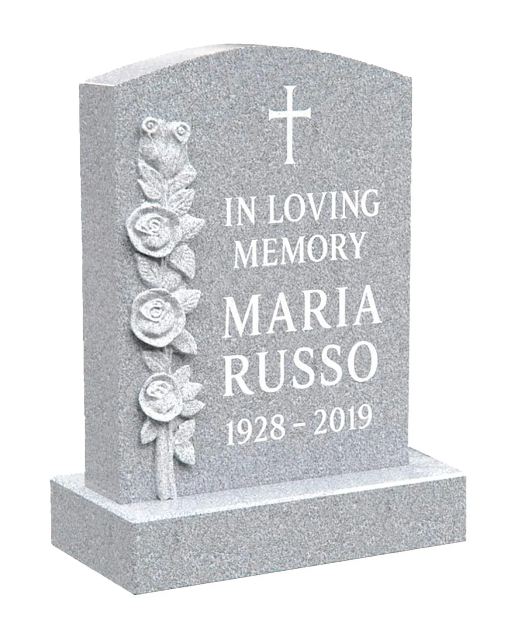 Show photo 2 of 5: Upright Granite Memorial with Carved Roses