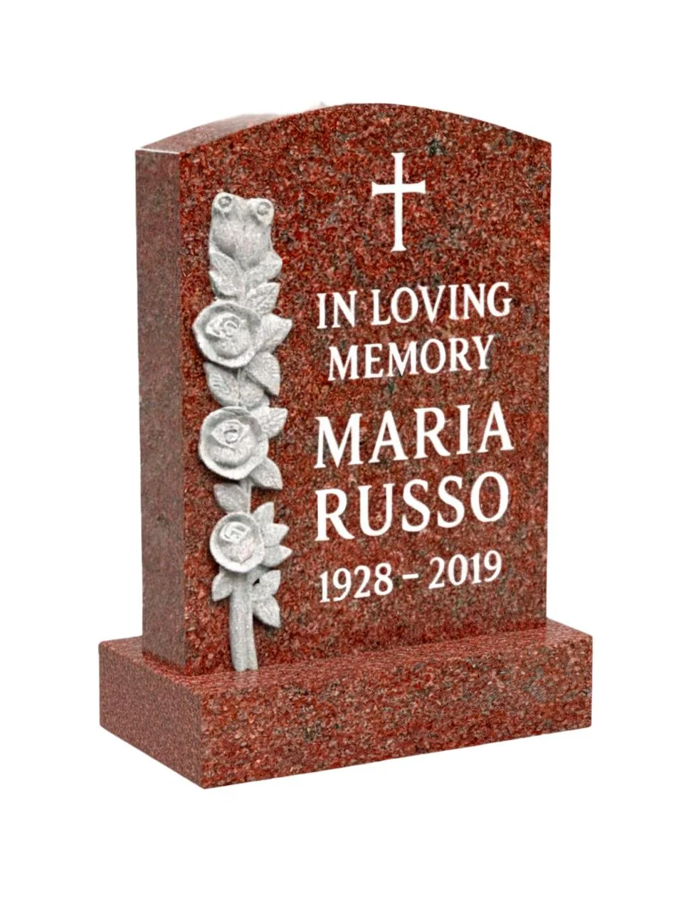 Show photo 3 of 5: Upright Granite Memorial with Carved Roses