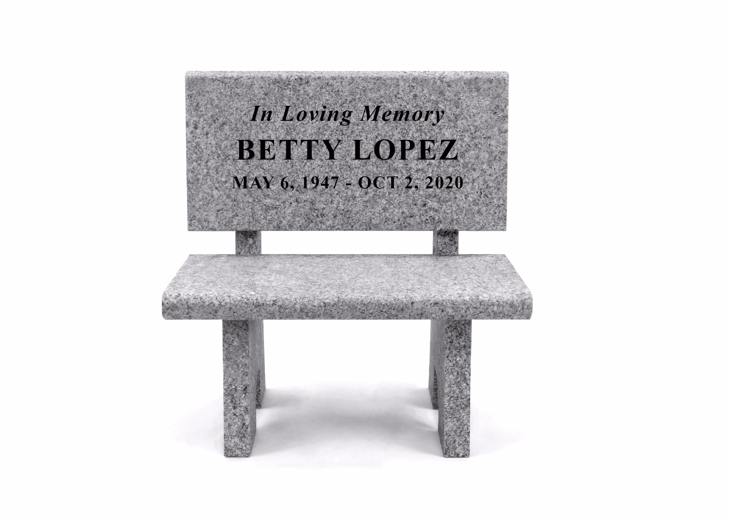 Show photo 2 of 5: Granite Memorial Bench with Engraving
