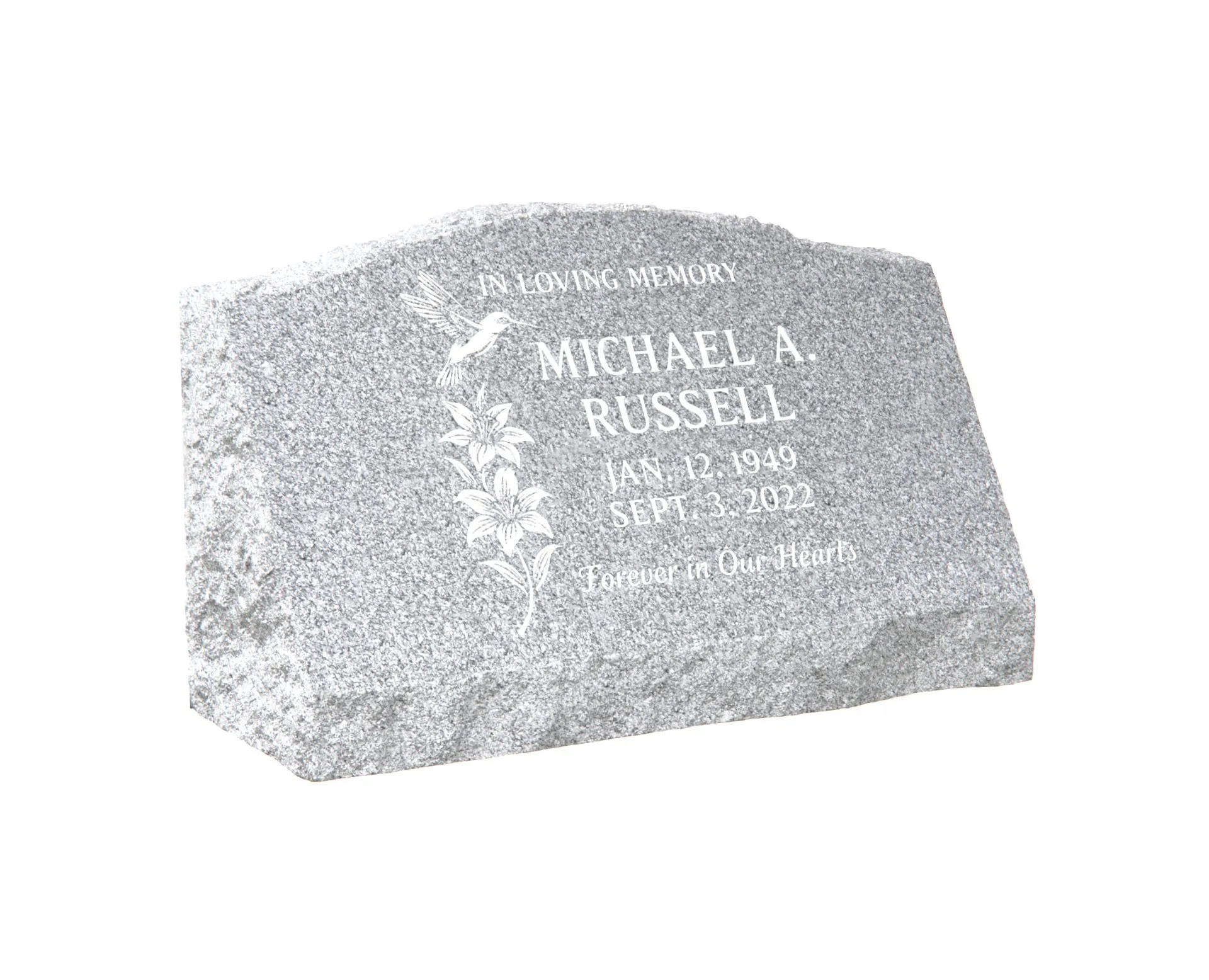 Show photo 2 of 5: Affordable Rustic Slant Grave Marker with Nature Design