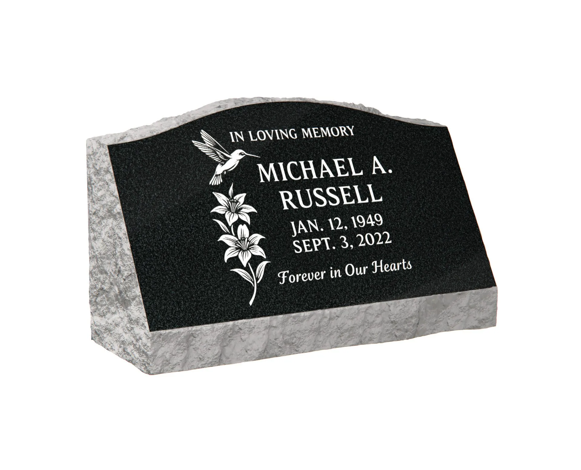 Affordable Rustic Slant Grave Marker with Nature Design