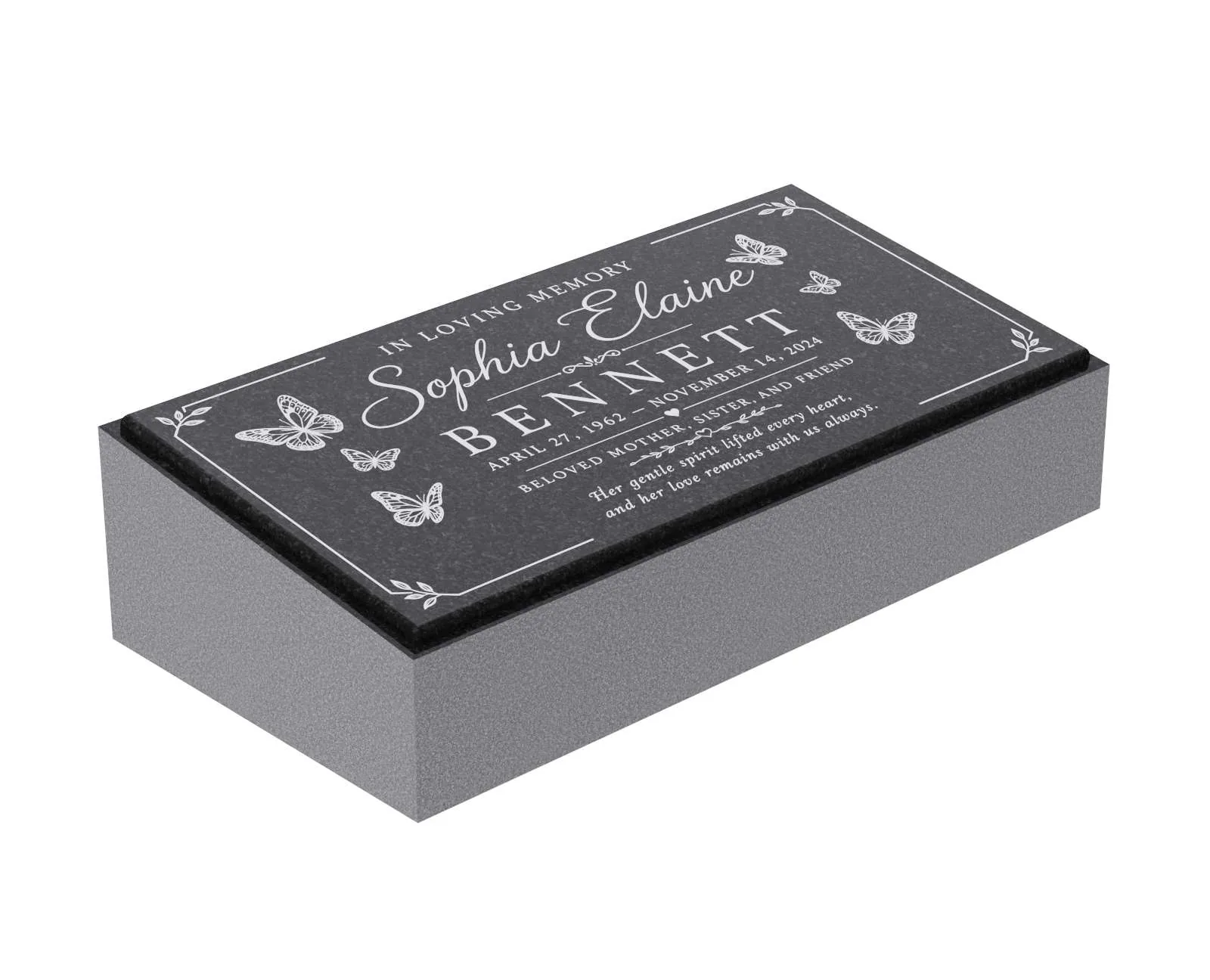 Child Butterfly Bevel Grave Marker