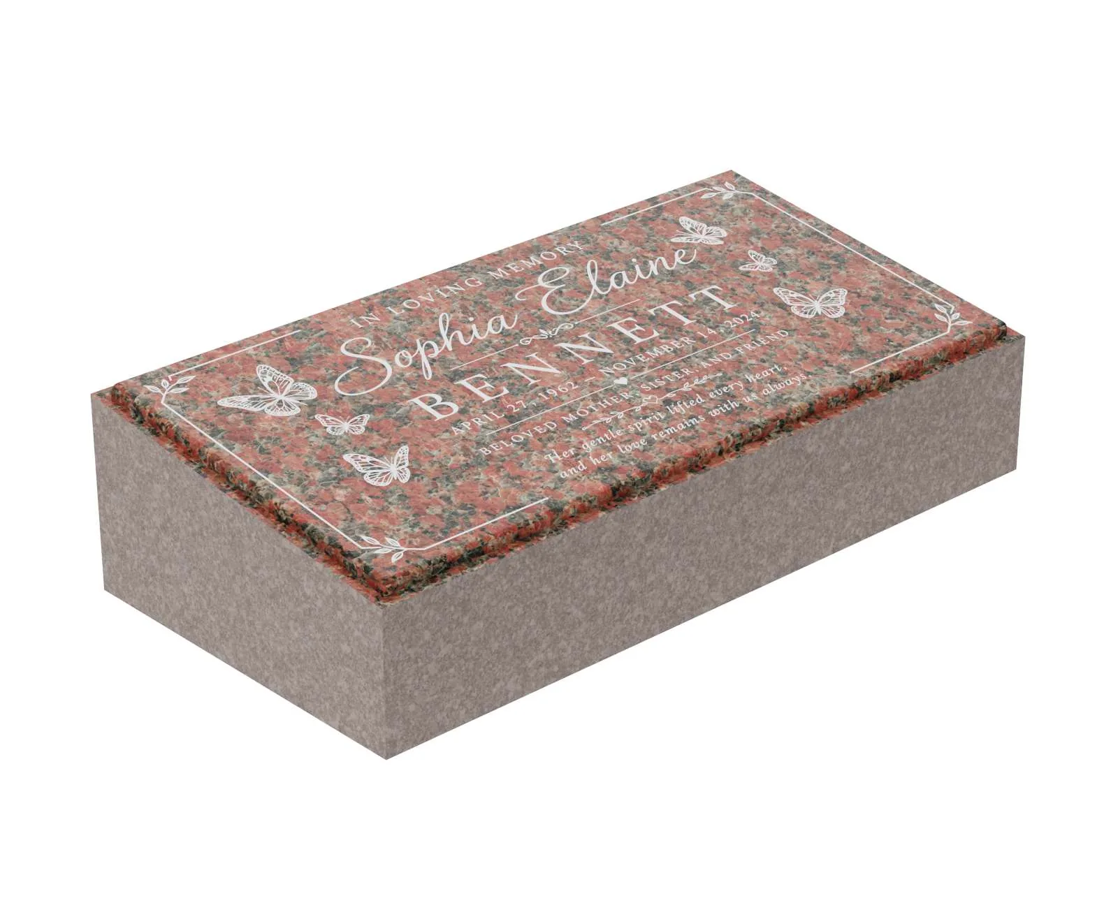Show photo 3 of 3: Child Butterfly Bevel Grave Marker