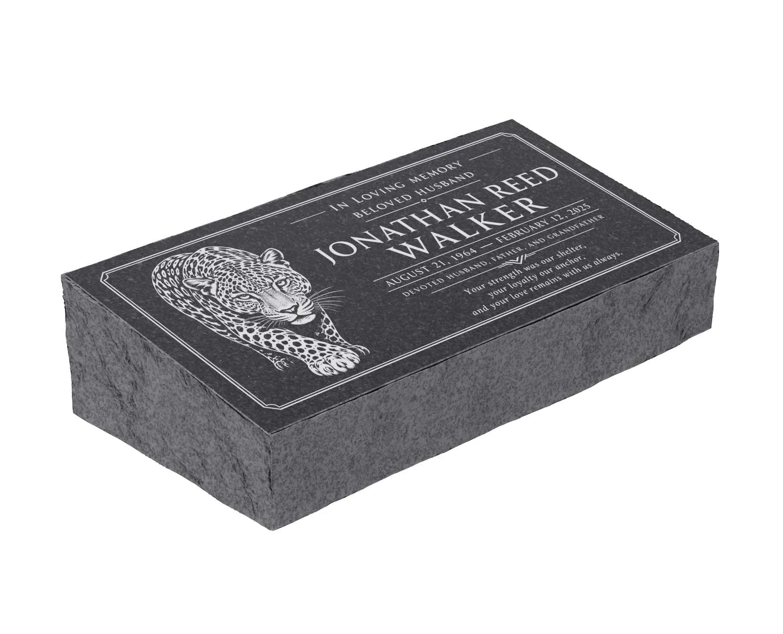 Majestic Leopard Bevel Granite Grave Marker
