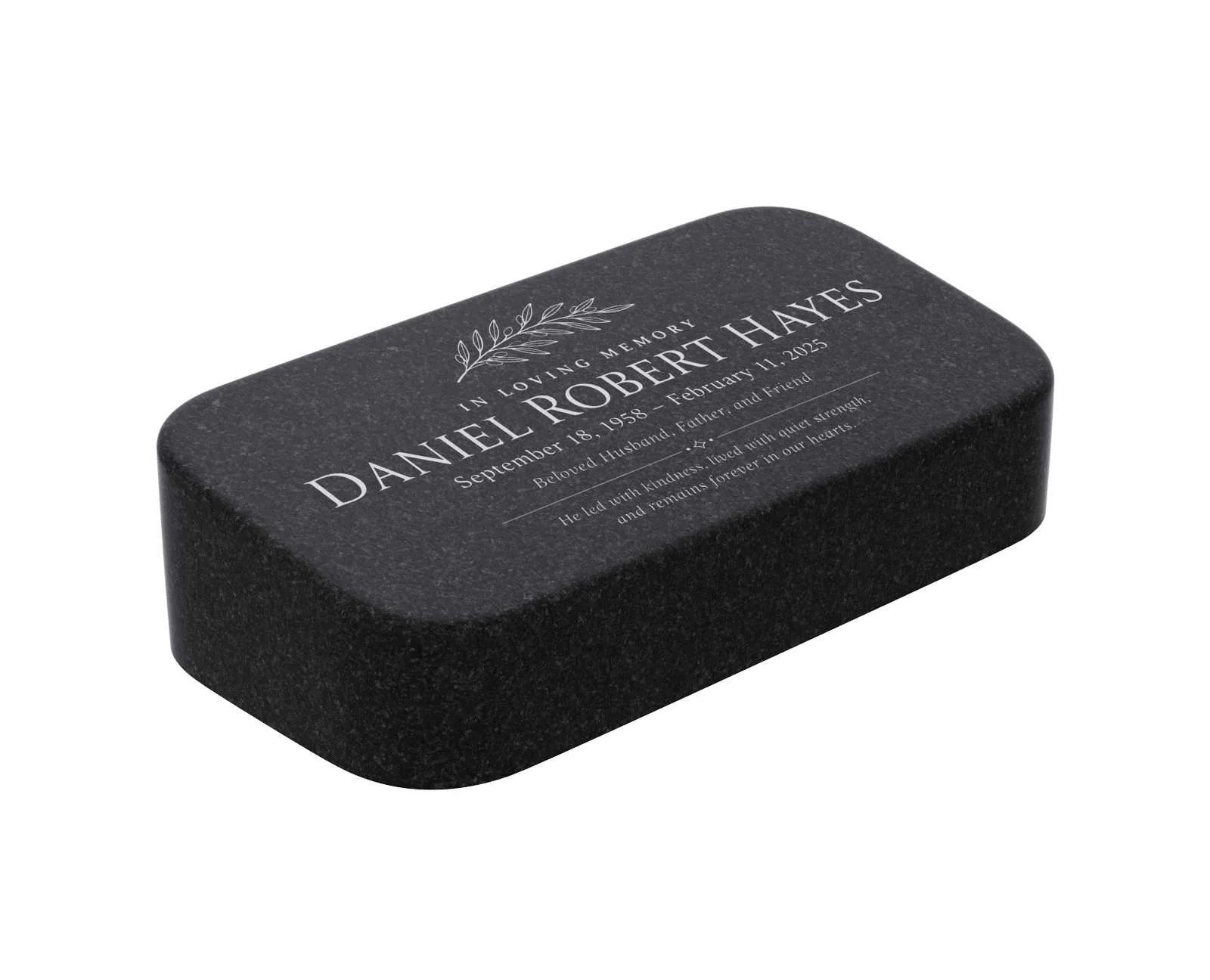 Classic Rounded Bevel Granite Grave Marker