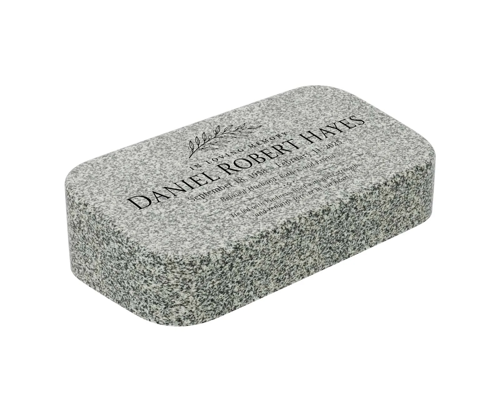 Show photo 2 of 3: Classic Rounded Bevel Granite Grave Marker