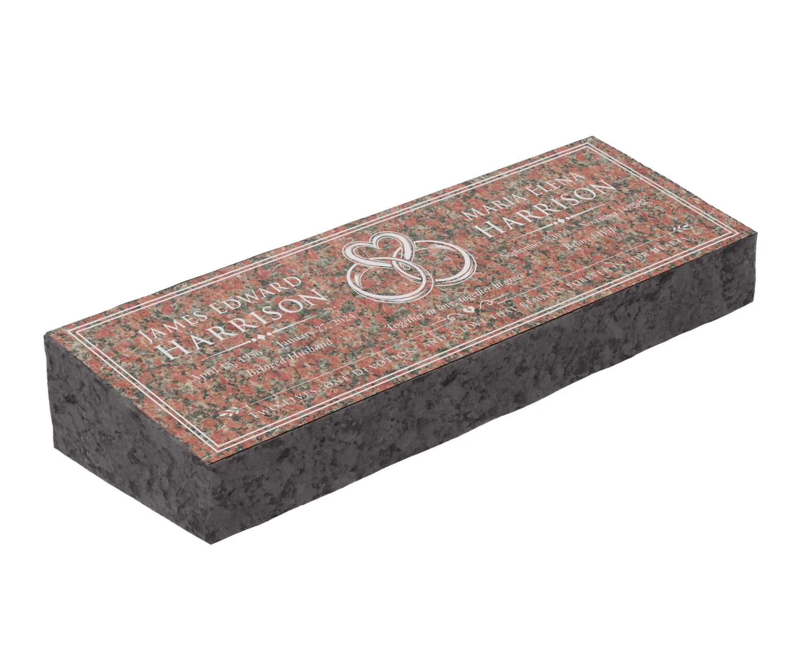 Show photo 3 of 3: Companion Bevel Granite Grave Marker