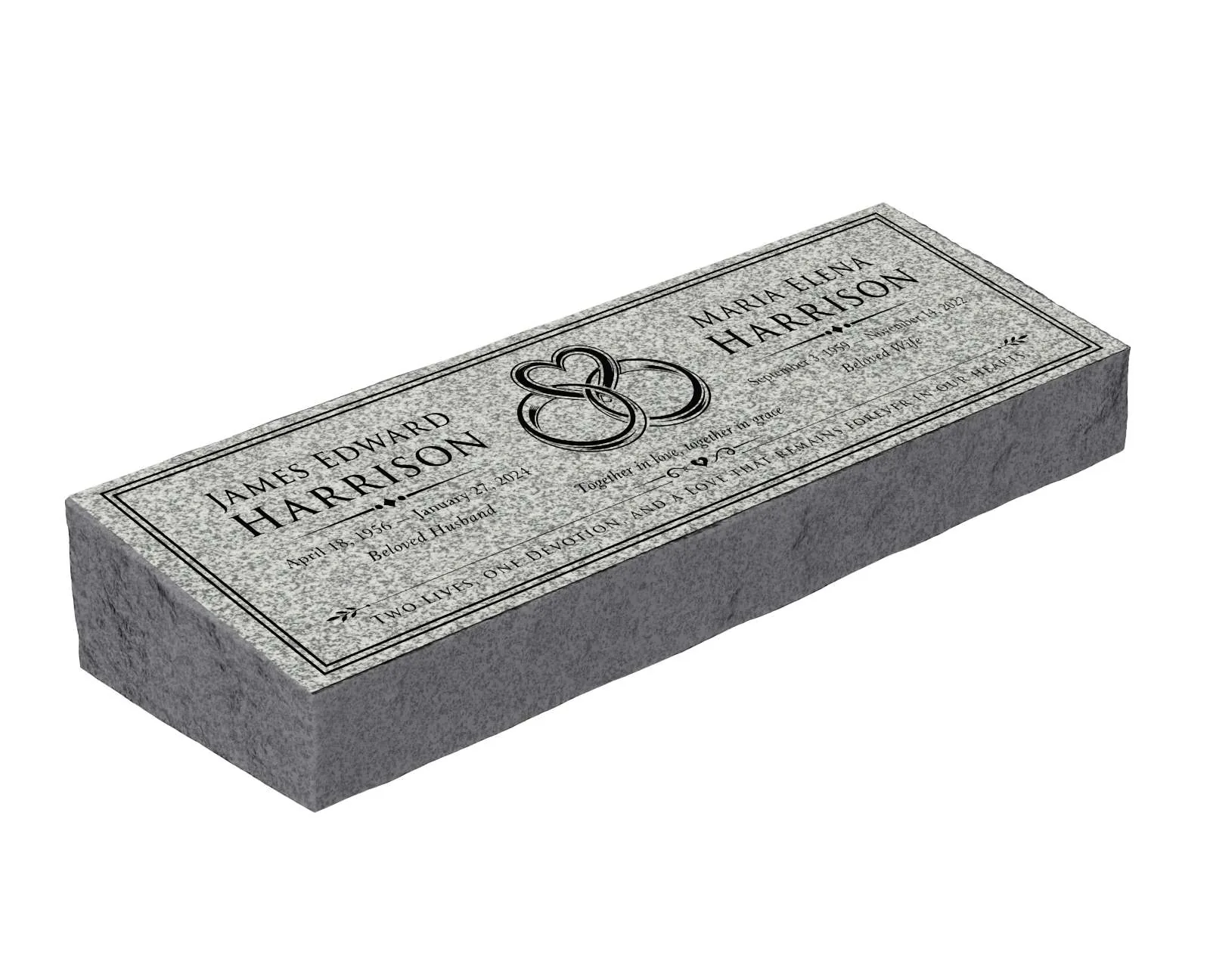 Show photo 2 of 3: Companion Bevel Granite Grave Marker