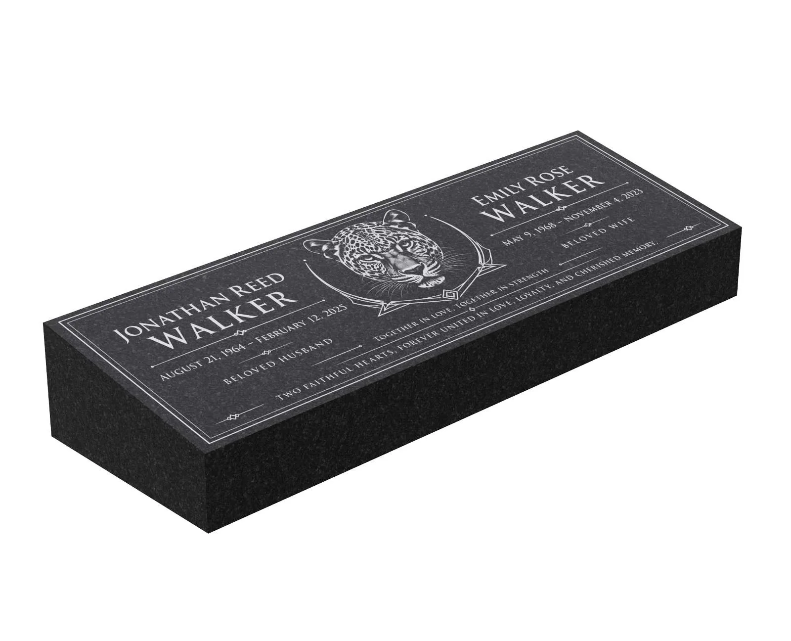 Leopard Companion Bevel Granite Grave Marker