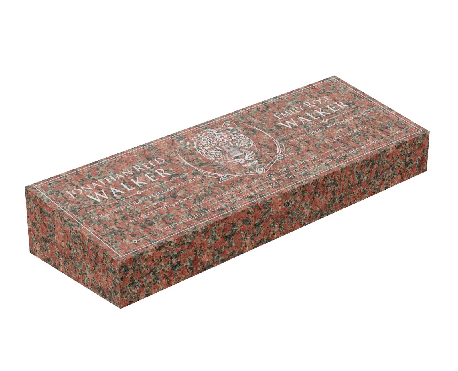 Show photo 3 of 3: Leopard Companion Bevel Granite Grave Marker