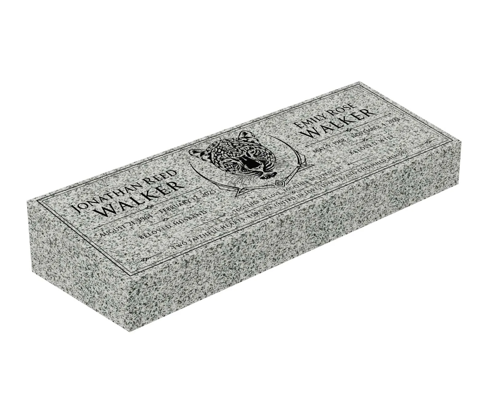 Show photo 2 of 3: Leopard Companion Bevel Granite Grave Marker