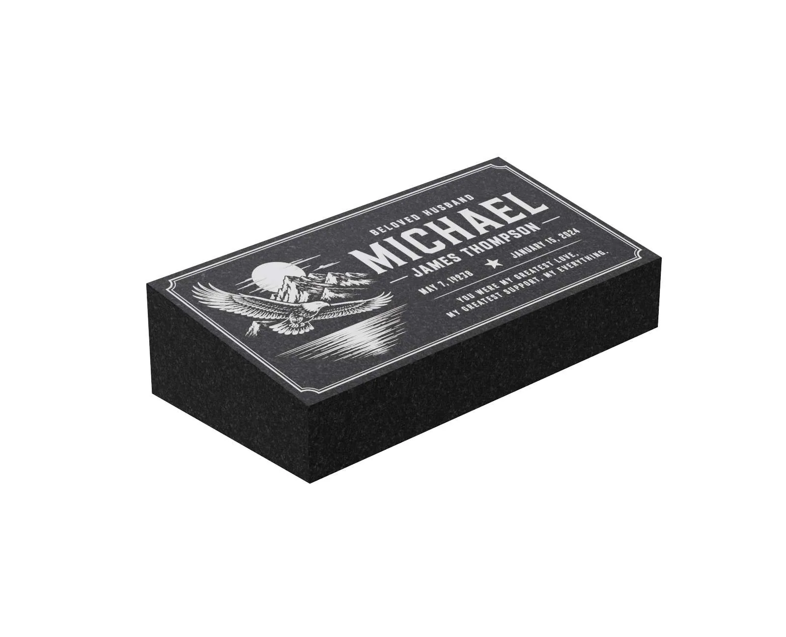 Military Eagle Bevel Grave Marker