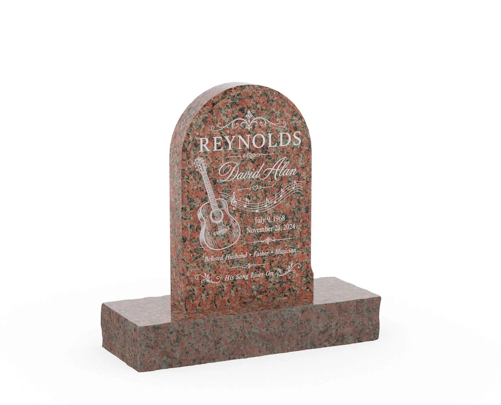 Show photo 3 of 3: Classic Arch Top Granite Upright Headstone