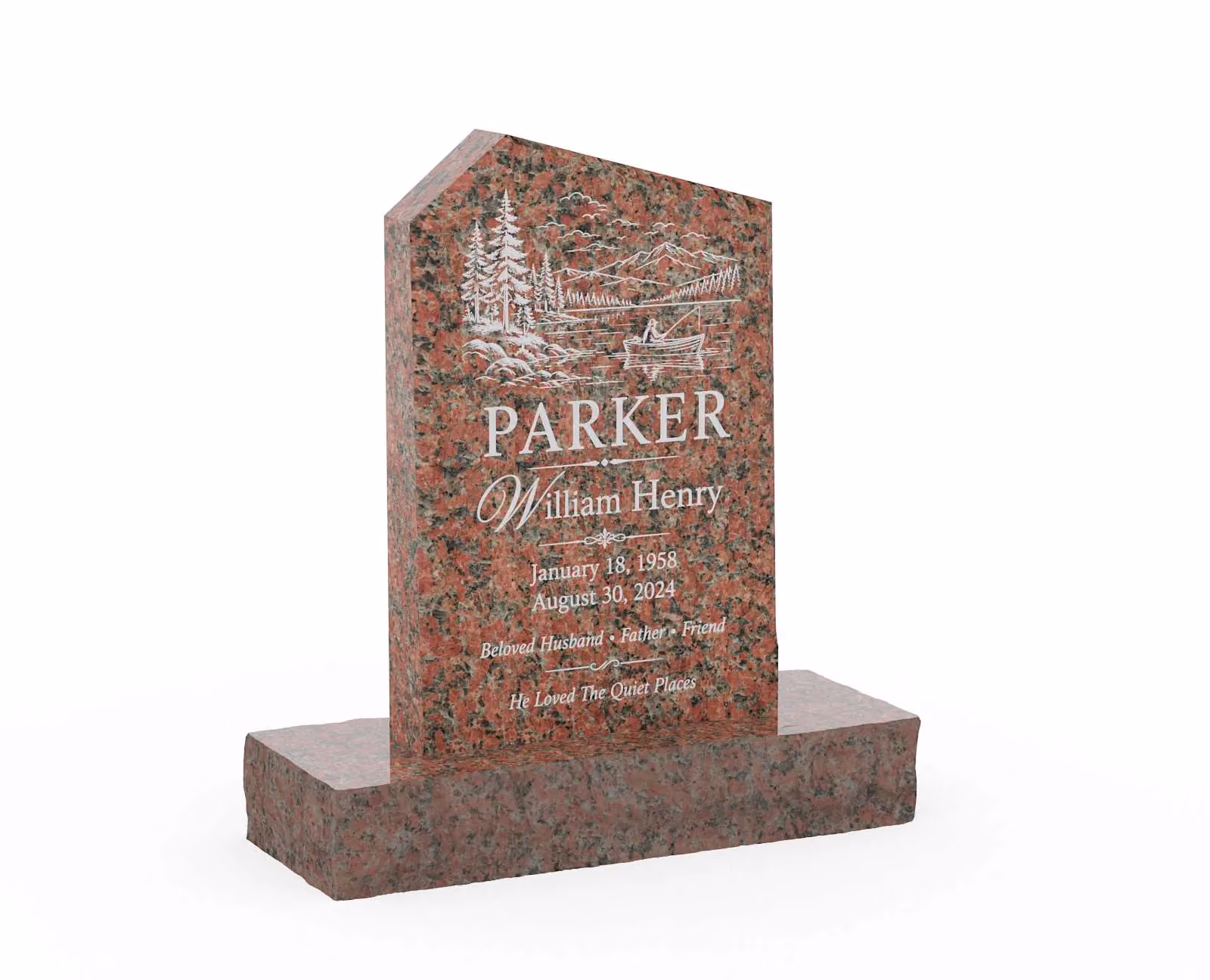 Show photo 3 of 3: Diagonal Top Granite Upright Headstone
