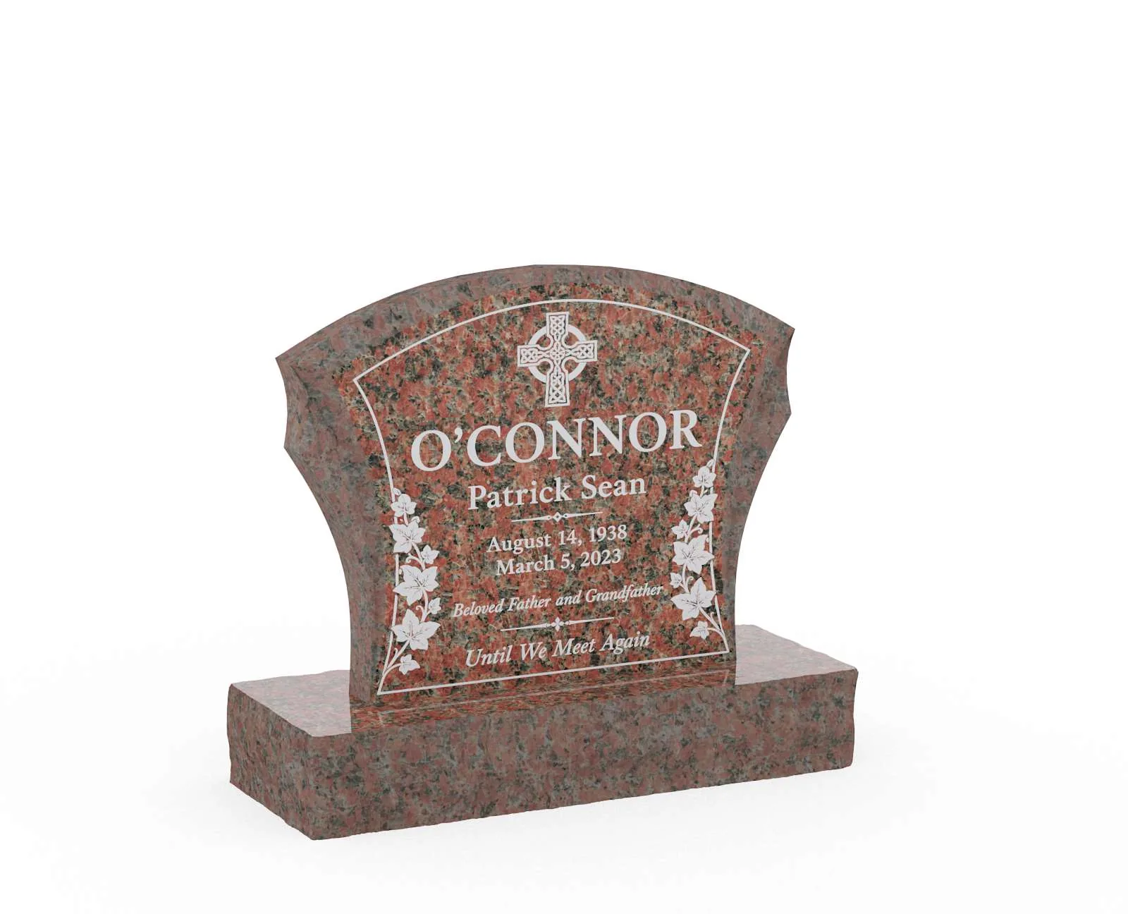 Show photo 3 of 3: Curved Shape Granite Headstone