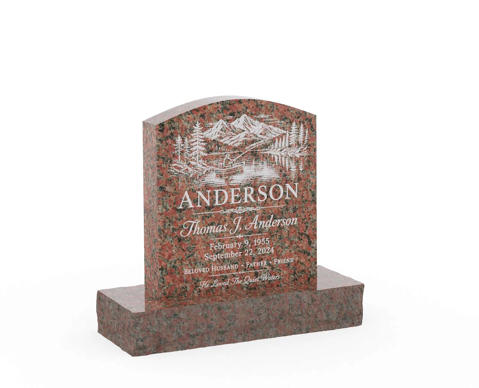 Show photo 3 of 3: Scenic Serpentine Top Granite Headstone