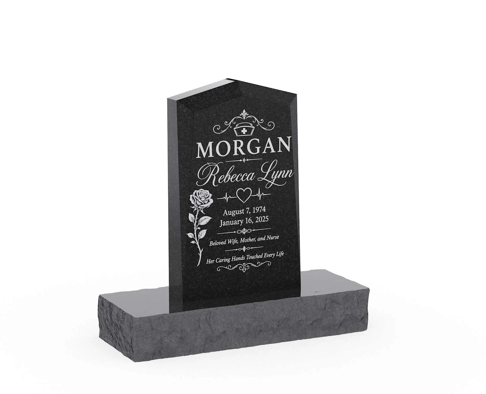 Classic Peaked Top Granite Upright Headstone