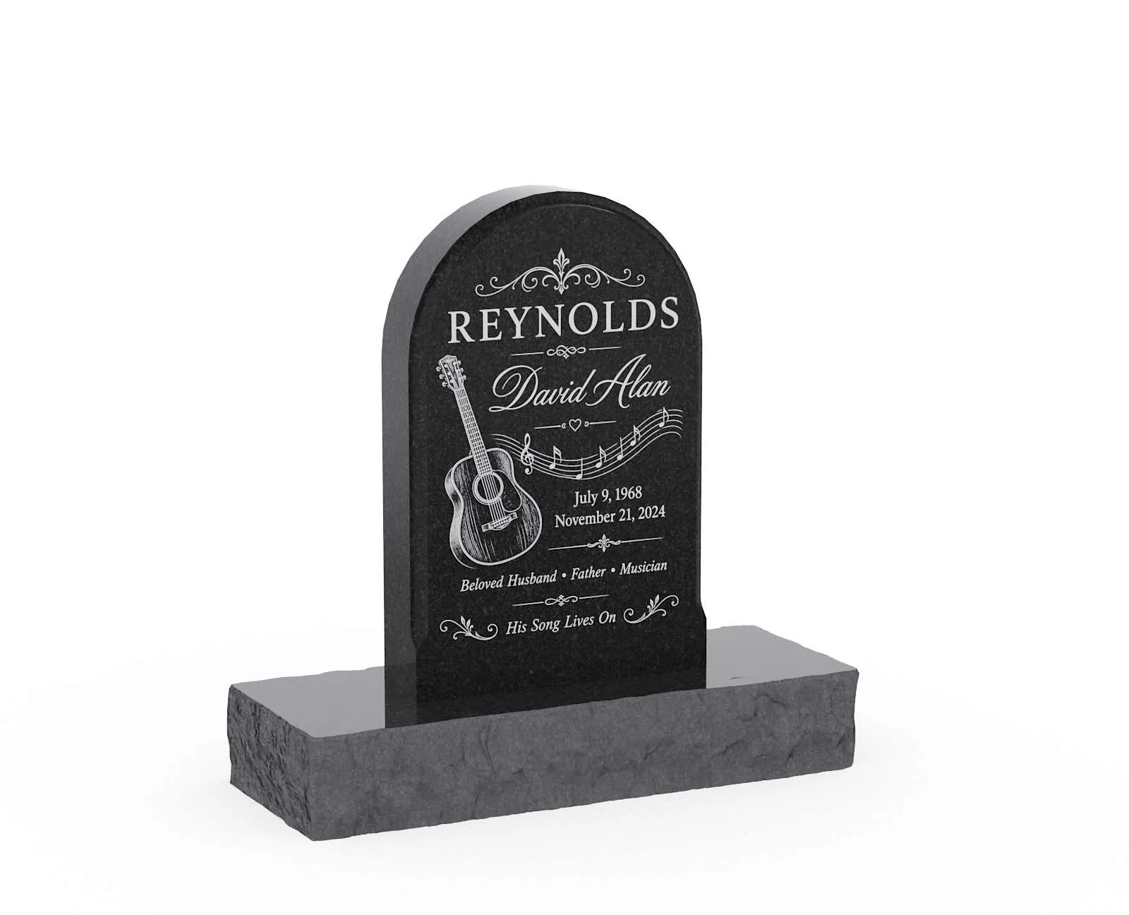 Classic Arch Top Granite Upright Headstone
