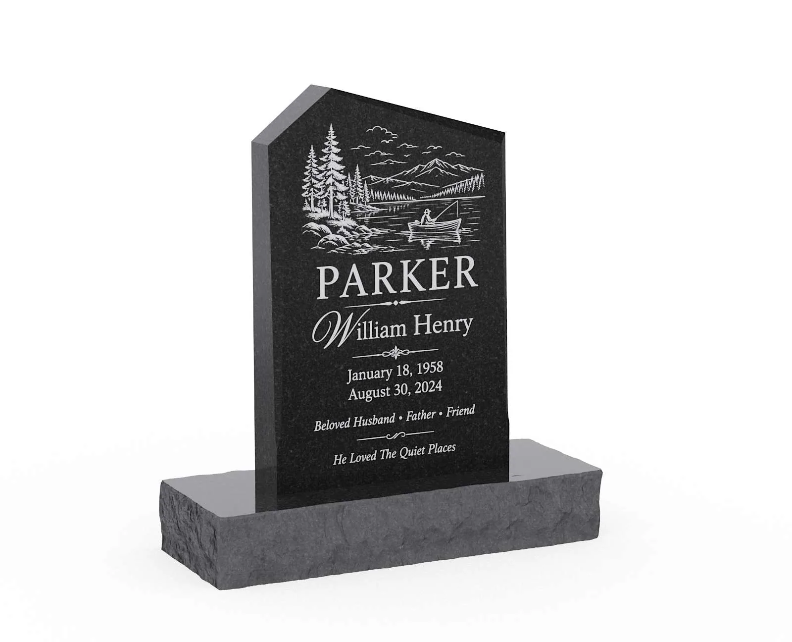 Diagonal Top Granite Upright Headstone