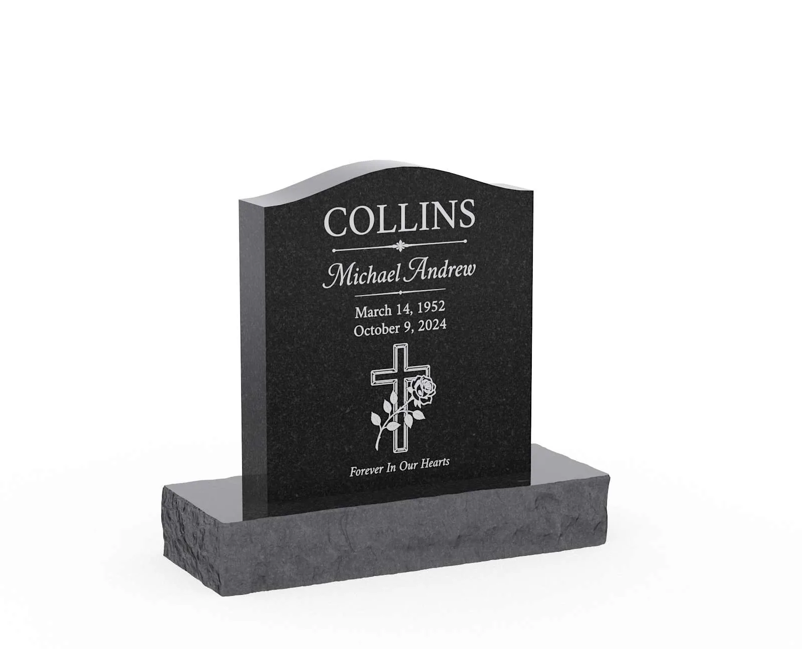 Classic Serpentine Top Granite Headstone