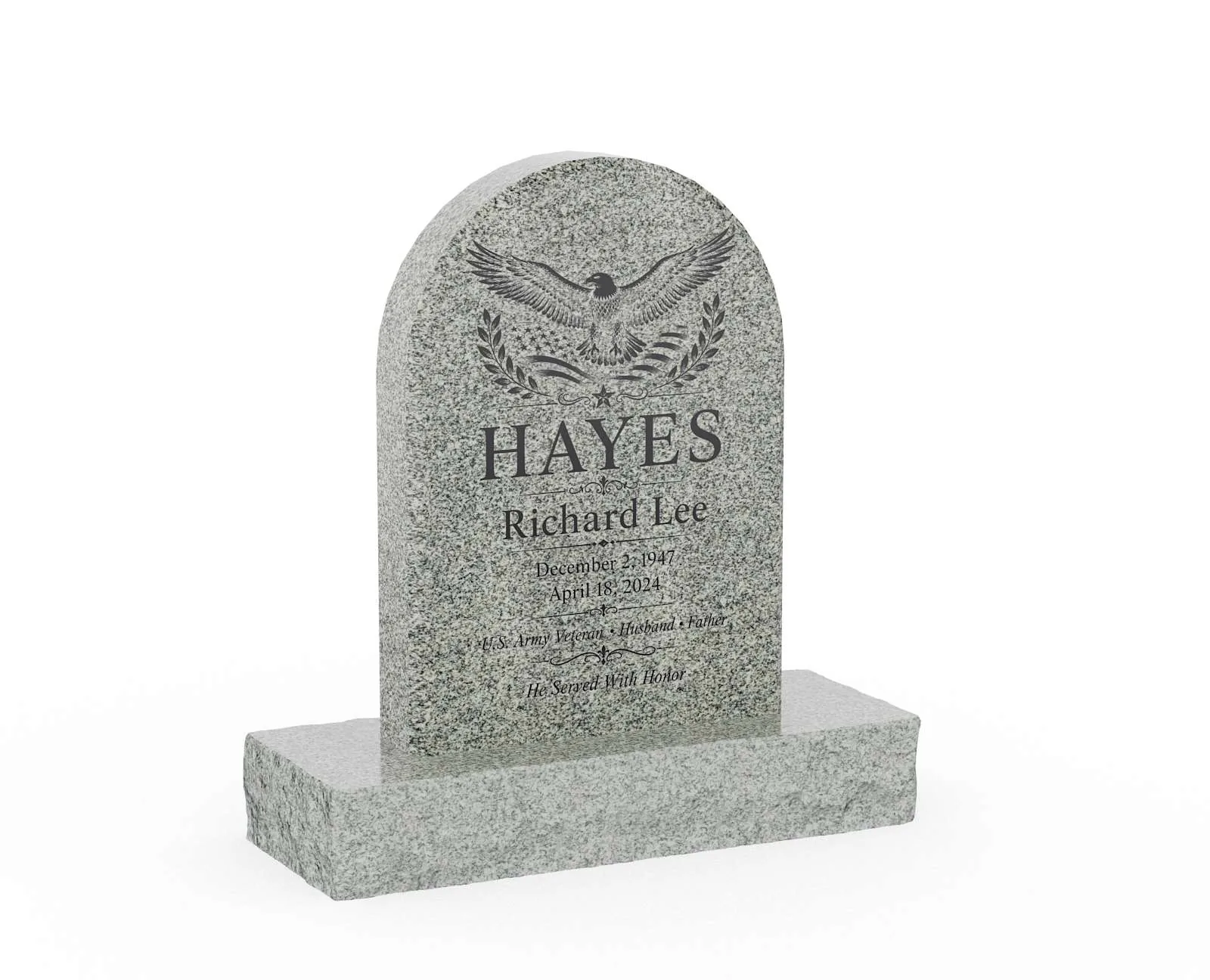 Show photo 2 of 3: Rounded Arch Top Granite Upright Headstone