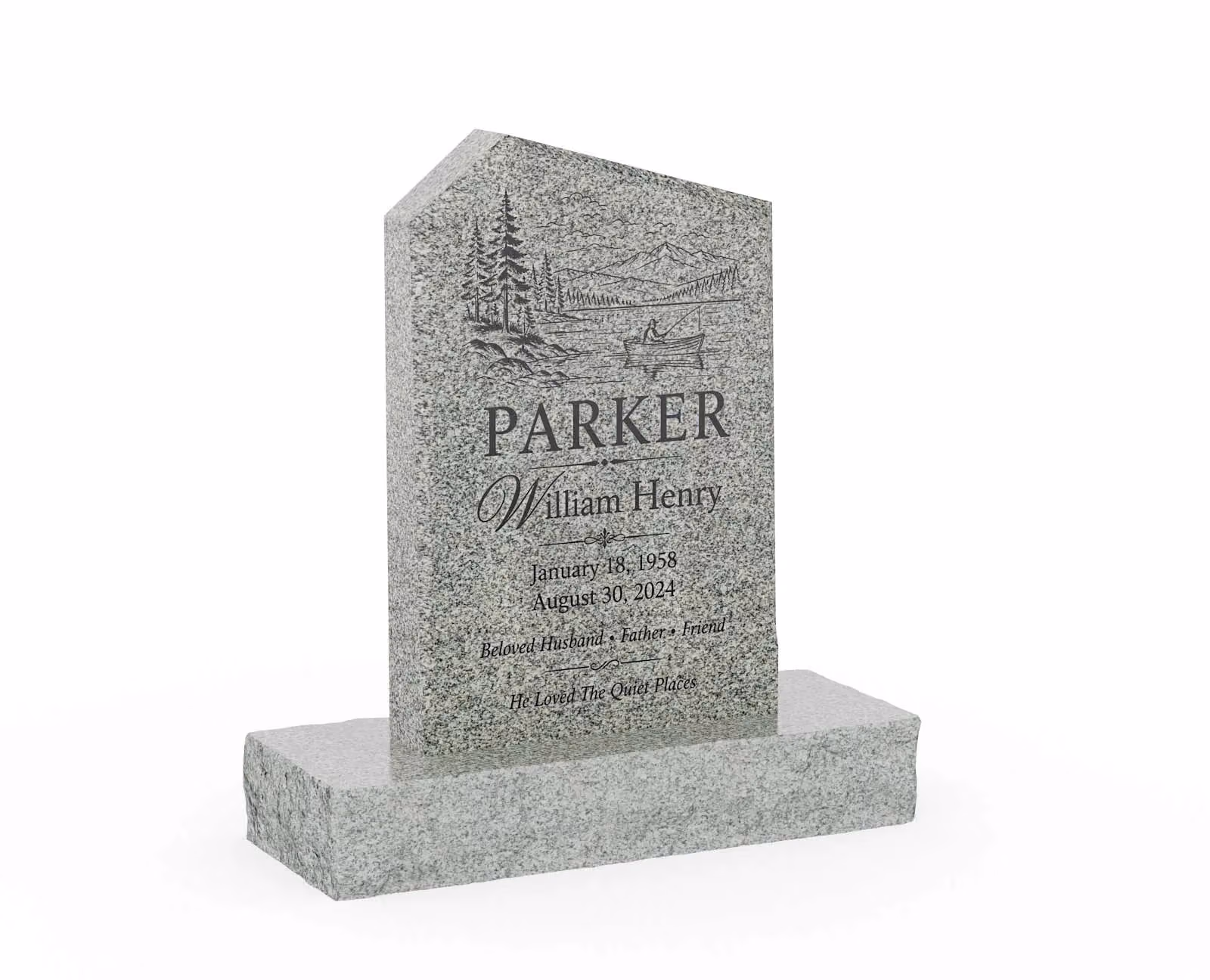 Show photo 2 of 3: Diagonal Top Granite Upright Headstone