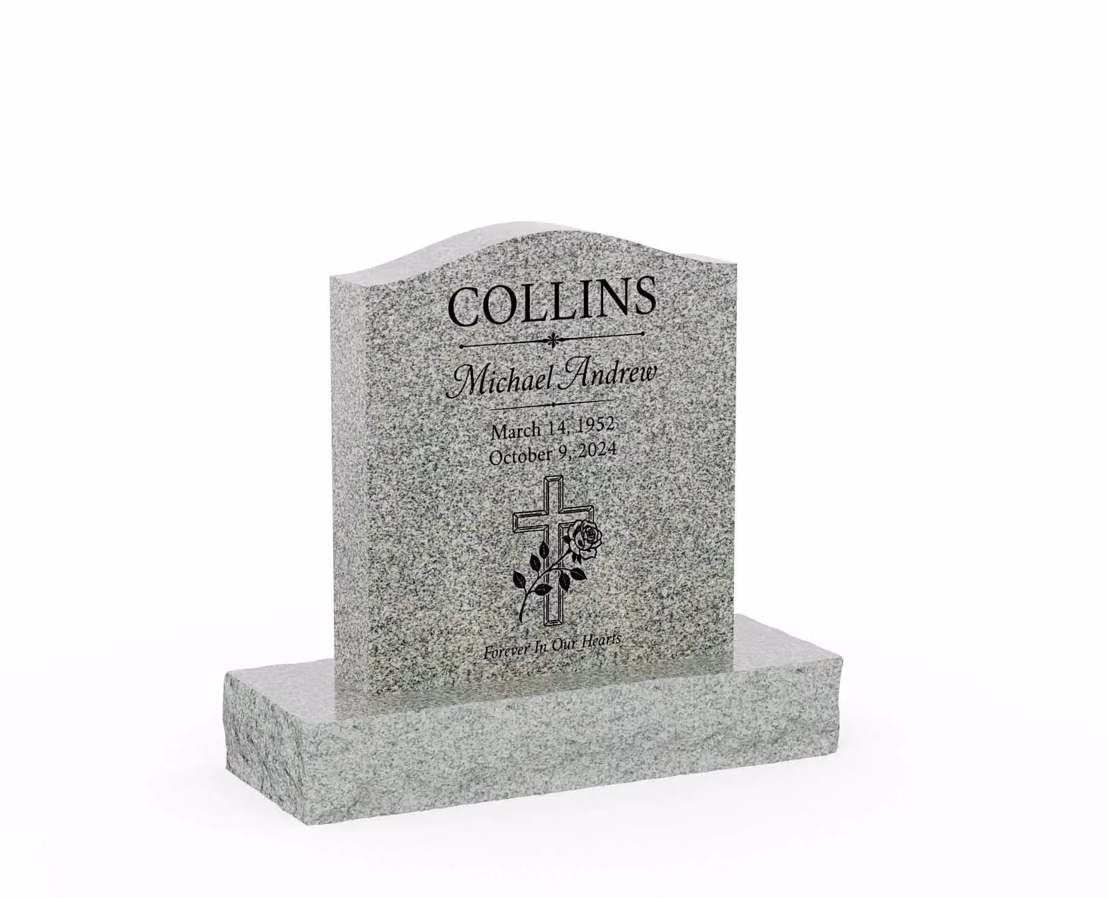 Show photo 2 of 3: Classic Serpentine Top Granite Headstone