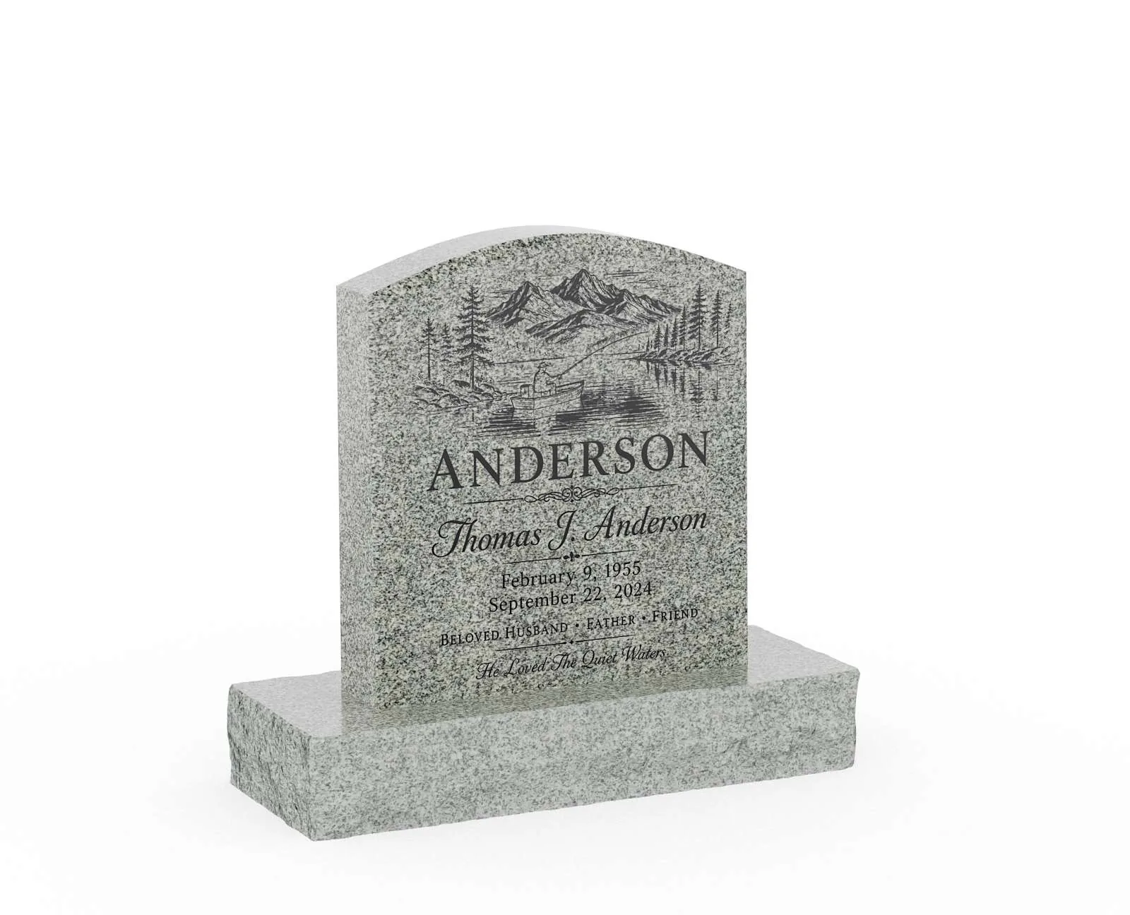 Show photo 2 of 3: Scenic Serpentine Top Granite Headstone