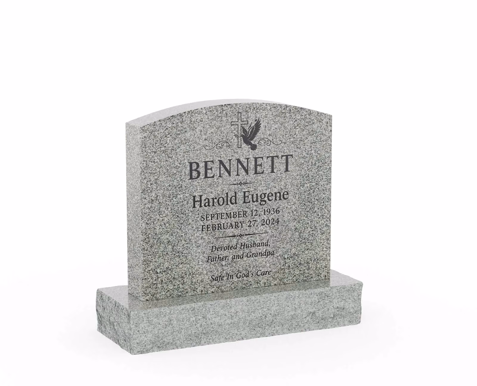 Show photo 2 of 3: Classic Upright Granite Headstone