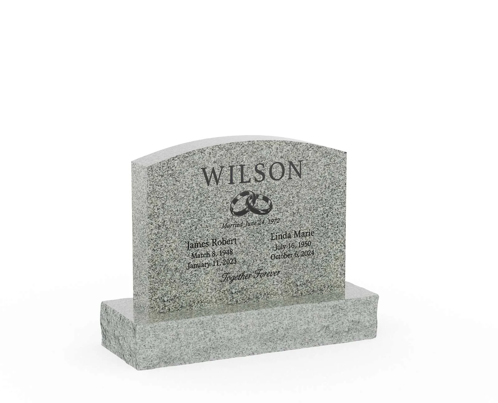 Show photo 2 of 3: Classic Serpentine Companion Headstone