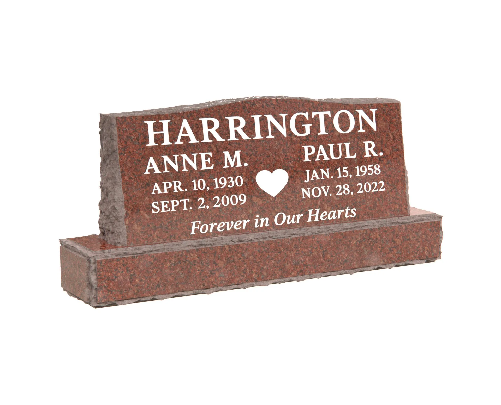 Show photo 3 of 5: Simple Companion Granite Monument with Rustic Base