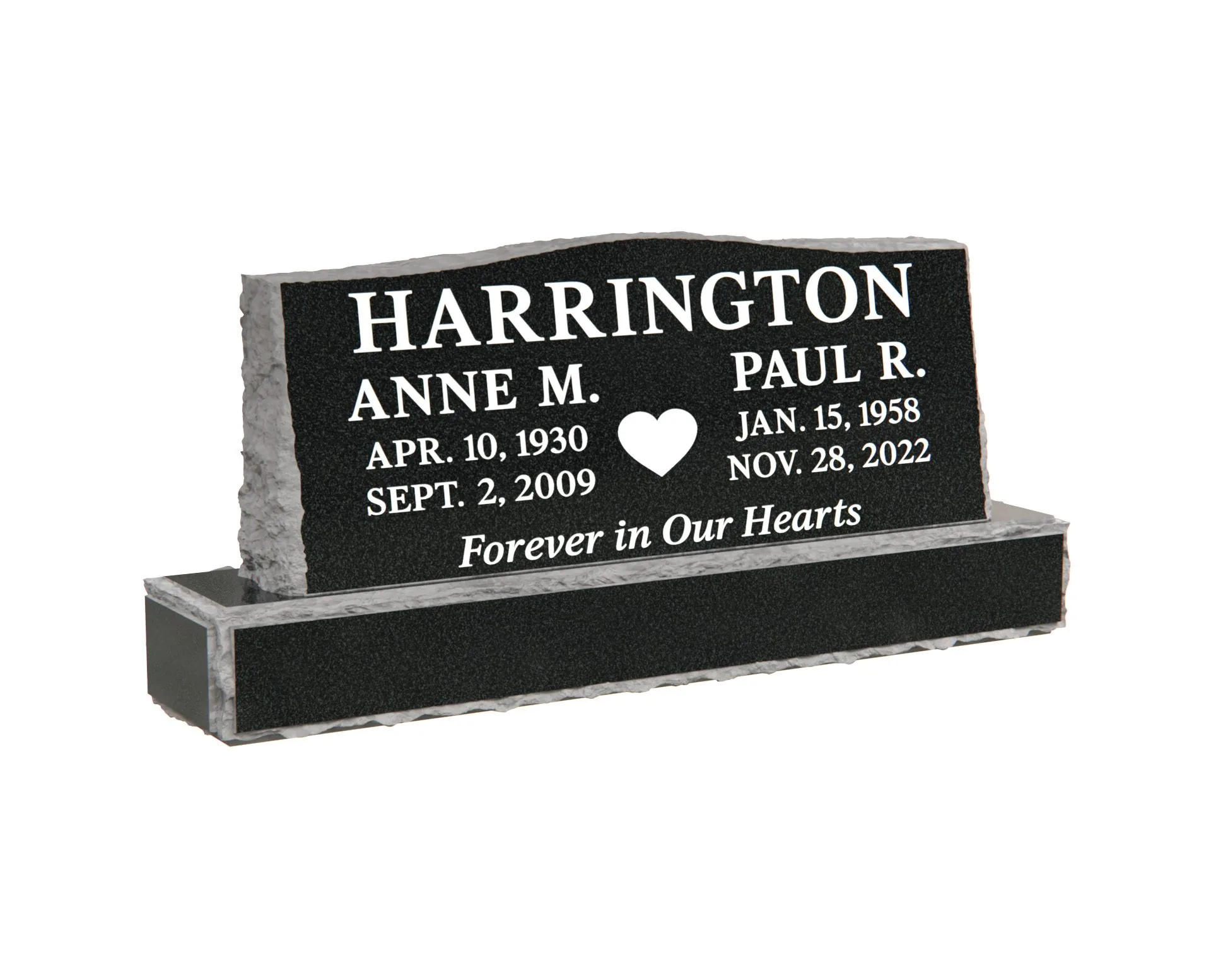 Simple Companion Granite Monument with Rustic Base