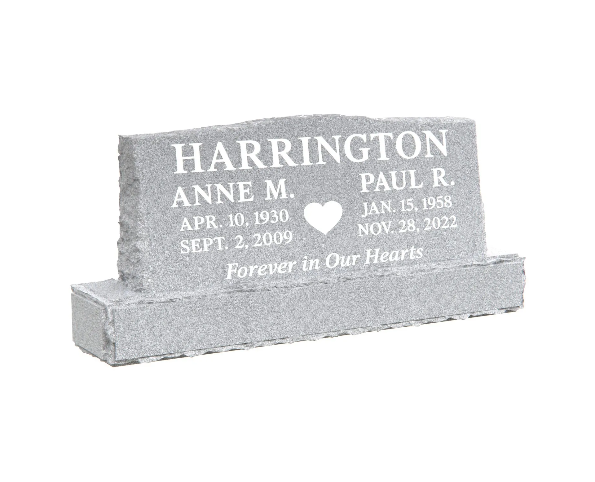 Show photo 2 of 5: Simple Companion Granite Monument with Rustic Base