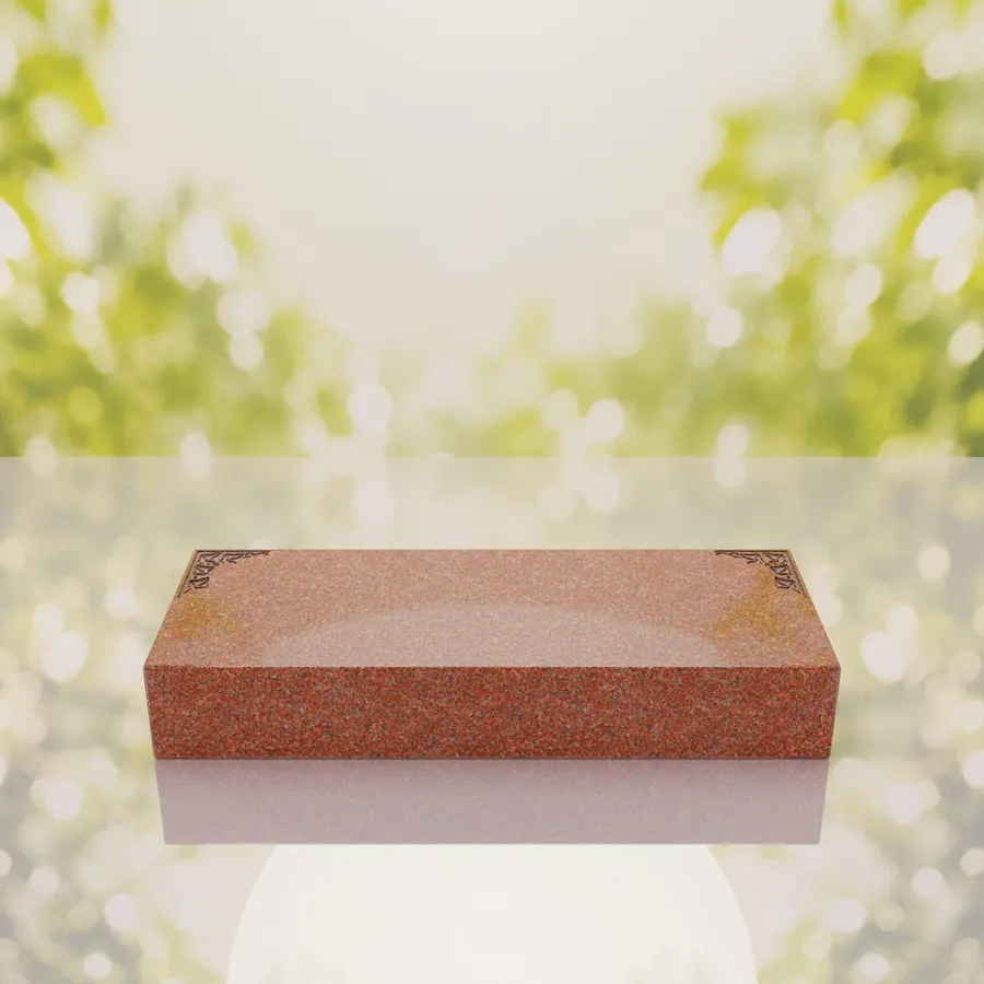 Companion Bevel Granite Grave Marker with Ivy Corner Design view 4