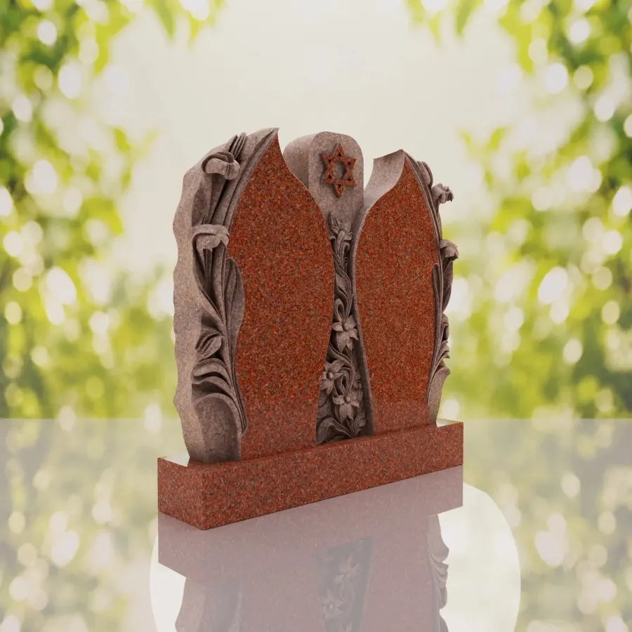 Companion Jewish Granite Headstone with Calla Lilies