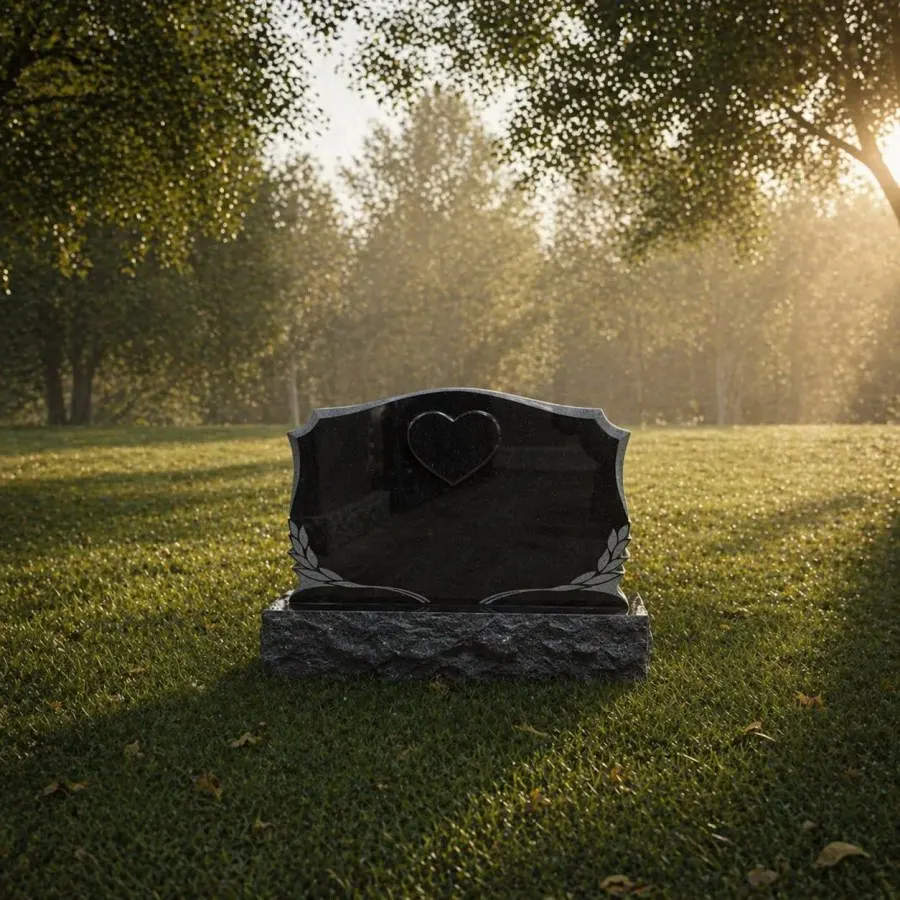 Shaped Granite Headstone with Heart Detail 28 x 3 x 18
