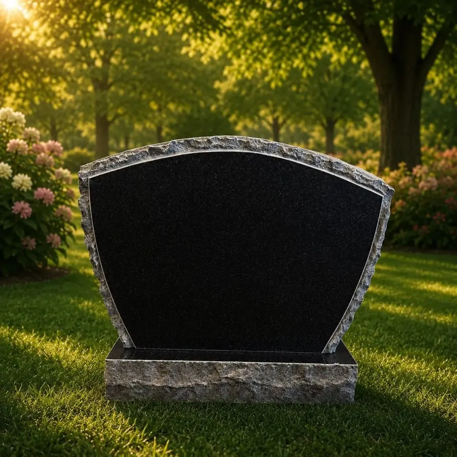 Curved-Top Rock-Edge Upright Headstone 31x5x24