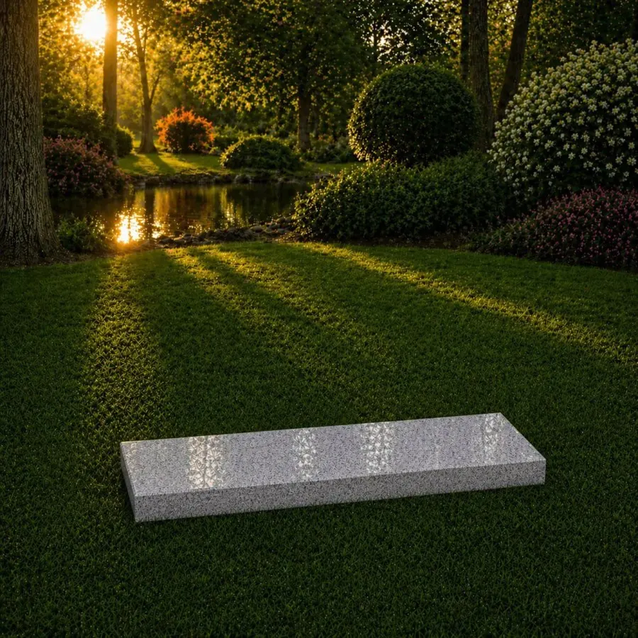 Half Ledger Granite Memorial 64 x 28 x 2 (granite flat grave marker 10)