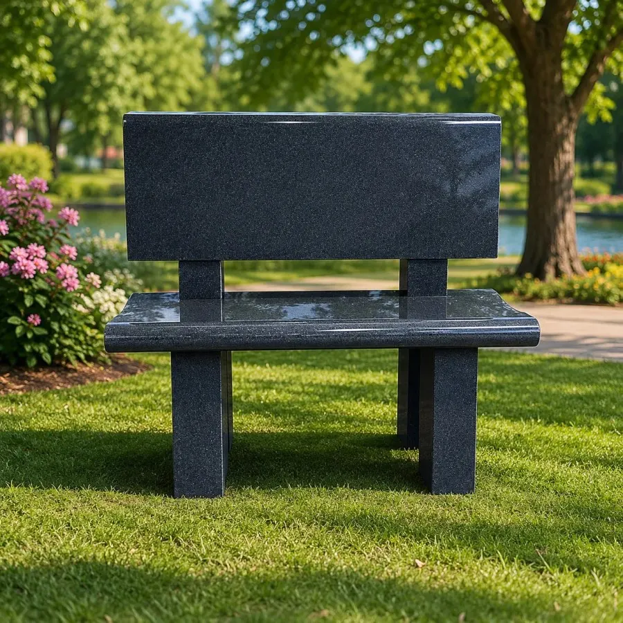 Granite Memorial Bench with Backrest — Design 5