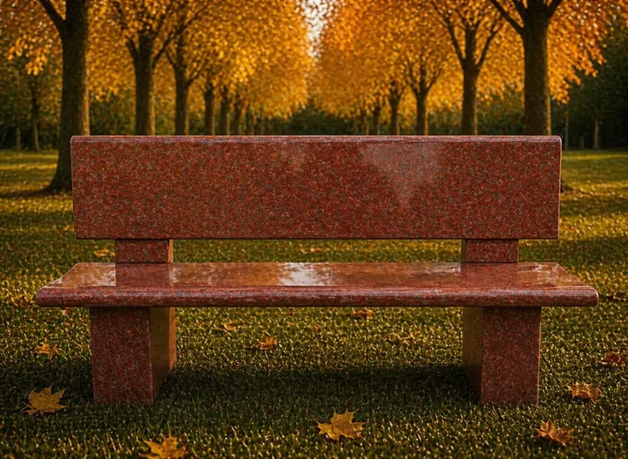 Granite Memorial Bench with Backrest 36 x 14 x 20 — Design 2